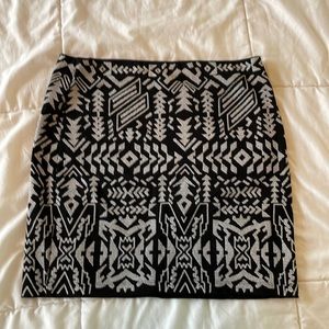 Black and white geometric stitch women’s skirt